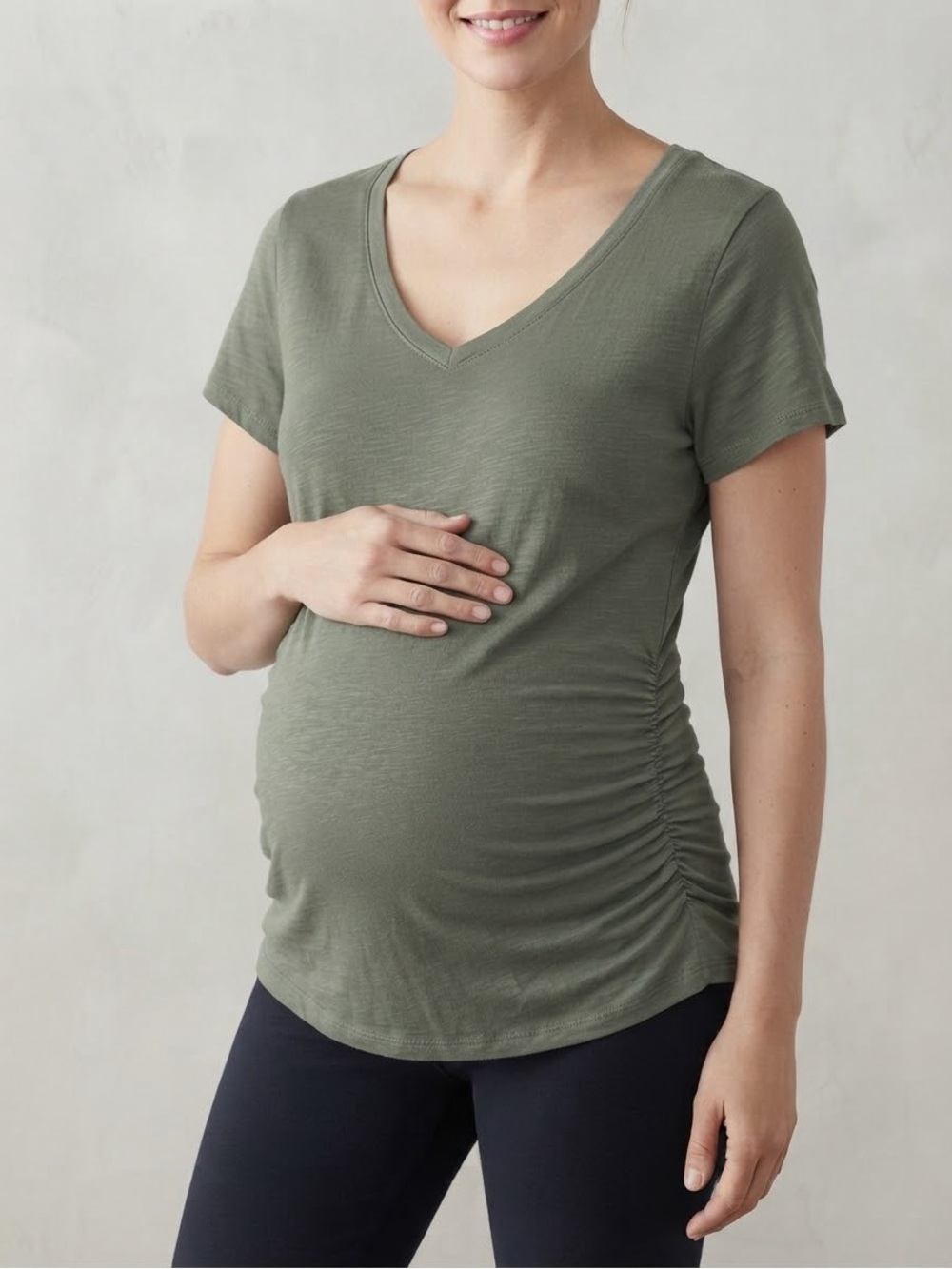 Sonoma Olive Maternity V-Neck Short Sleeve Tee